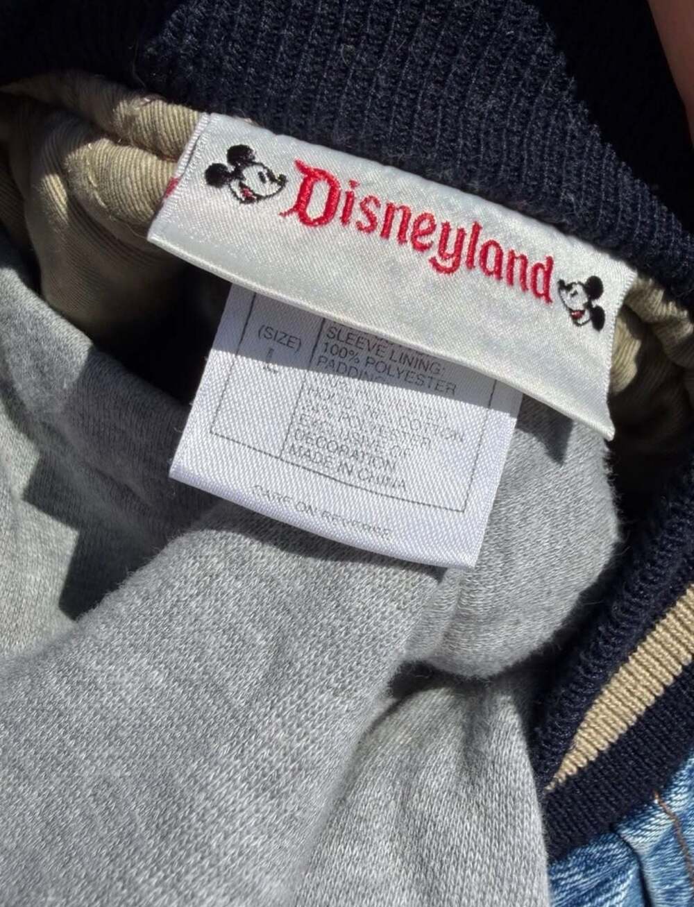 Vintage Disneyland Disney Tigger Denim Varsity Jacket Hoodie Size L - Picture 4 of 5